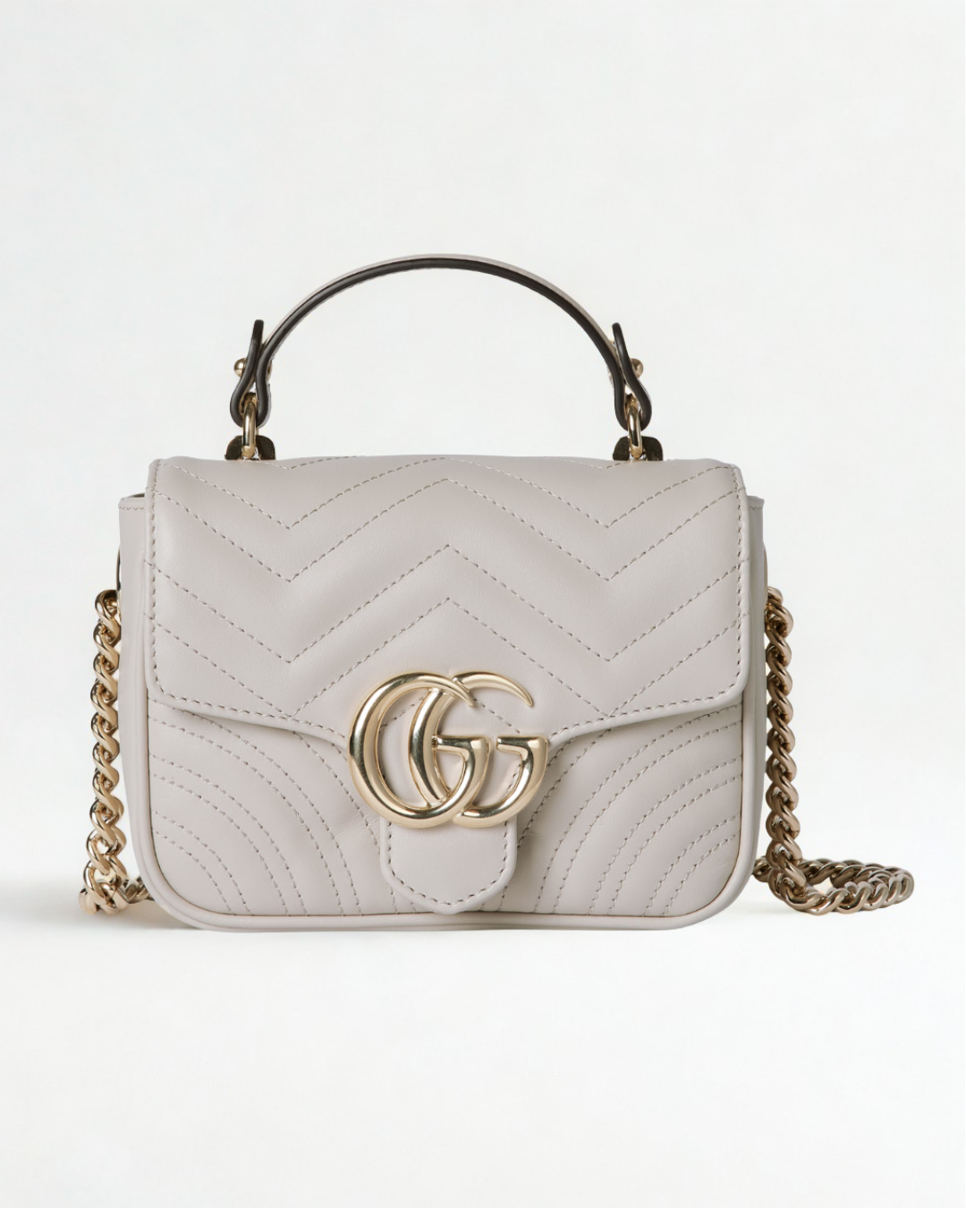 Luxury White Quilted Handbag with Chain Strap