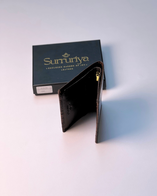 Brown Crocodile Texture Premium Buffalo Leather Wallet