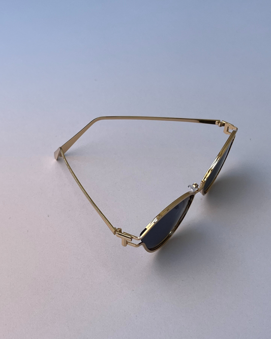 Classic Oval Sunglasses – Slivery Frame with Black Lens