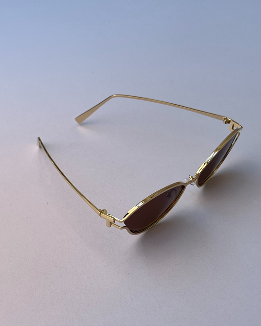 Oval Slivery Frame Sunglasses – Tea Color