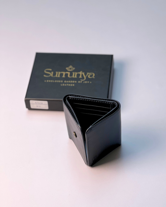 Trifold Premium Plain Leather Wallet – Navy Blue