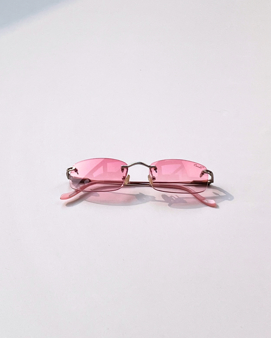 Rimless Sunglasses for Women – Soft Pink Lenses