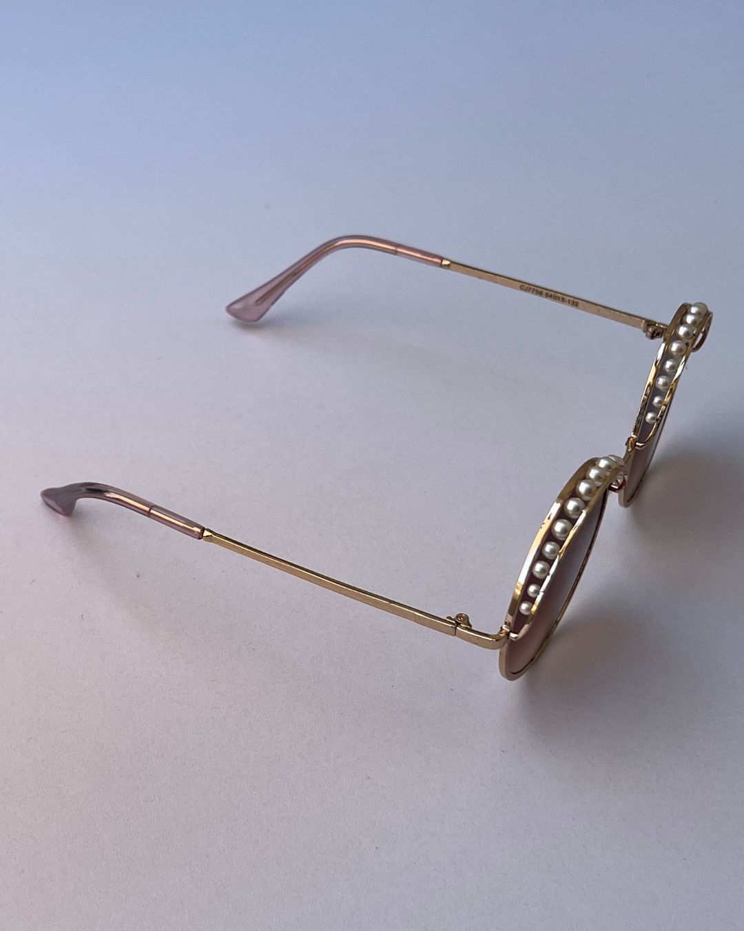 Golden Pearl Round Frame Glasses