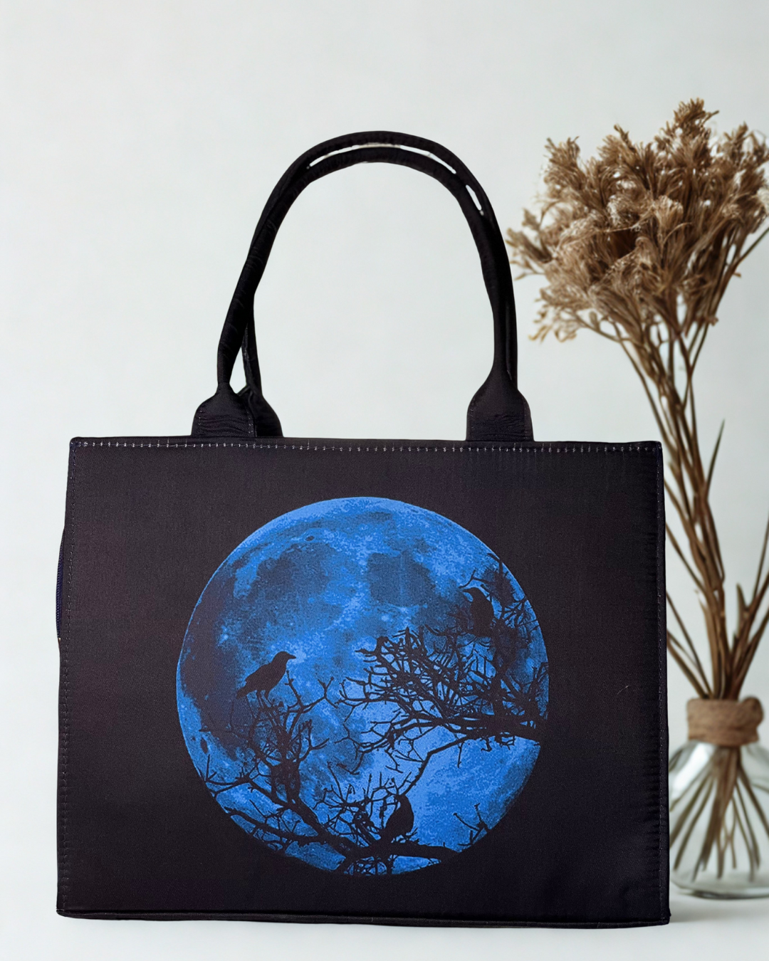 Blue Moon – Premium Faux Leather & Canvas Tote Bag