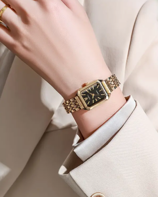 Timeless Charm in Gold Rectangular Women’s Quartz Watch