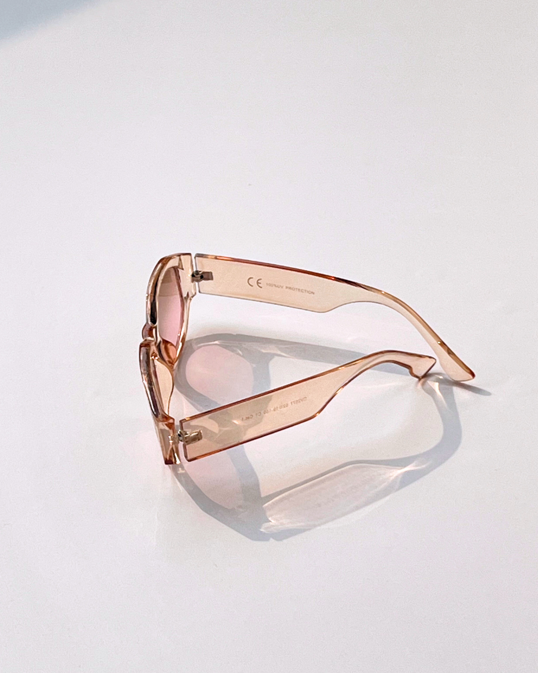 Champagne Frame Sunglasses with light Pink Lenses – Korean Style