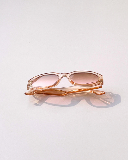 Champagne Frame Sunglasses with light Pink Lenses – Korean Style
