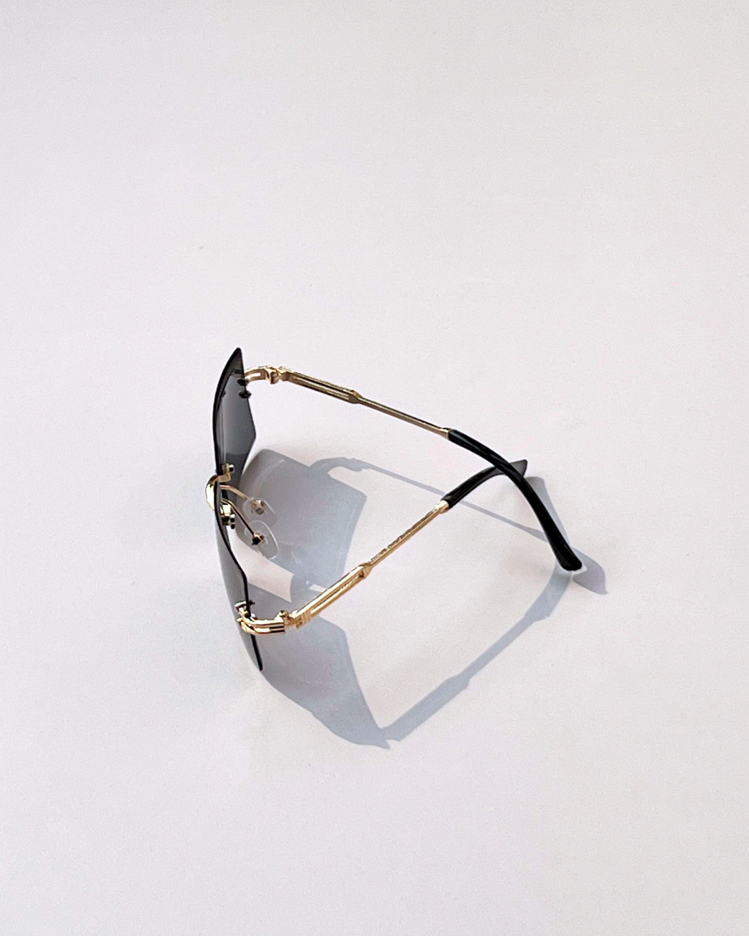 Rectangular Rimless Black Sunglasses – Korean Trend
