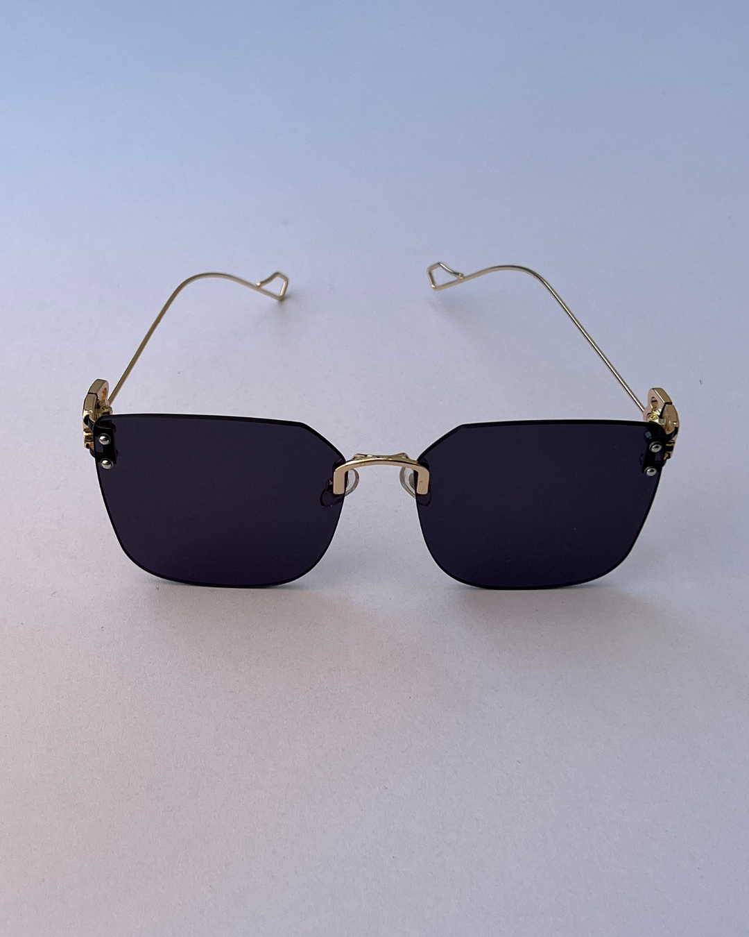 Rimless Square Sunglasses – Gold & Black