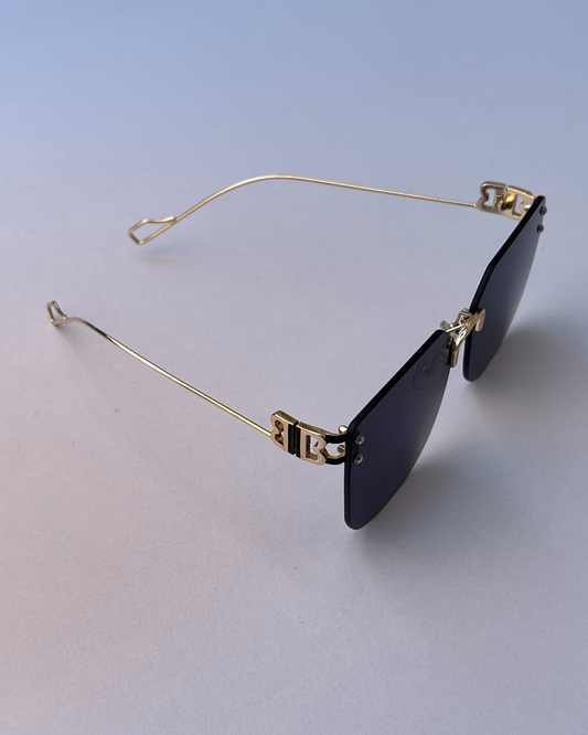 Rimless Square Sunglasses – Gold & Black