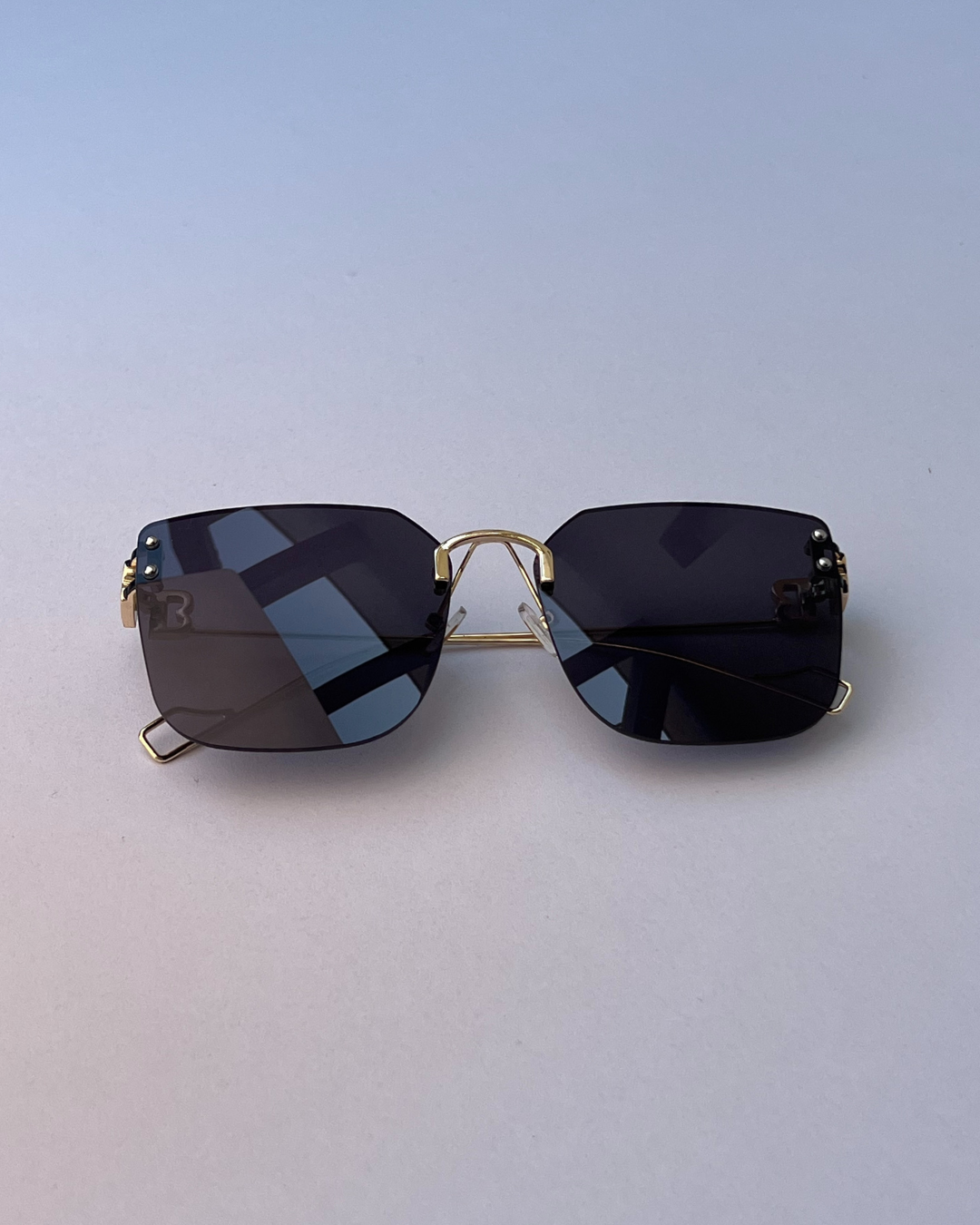 Rimless Square Sunglasses – Gold & Black