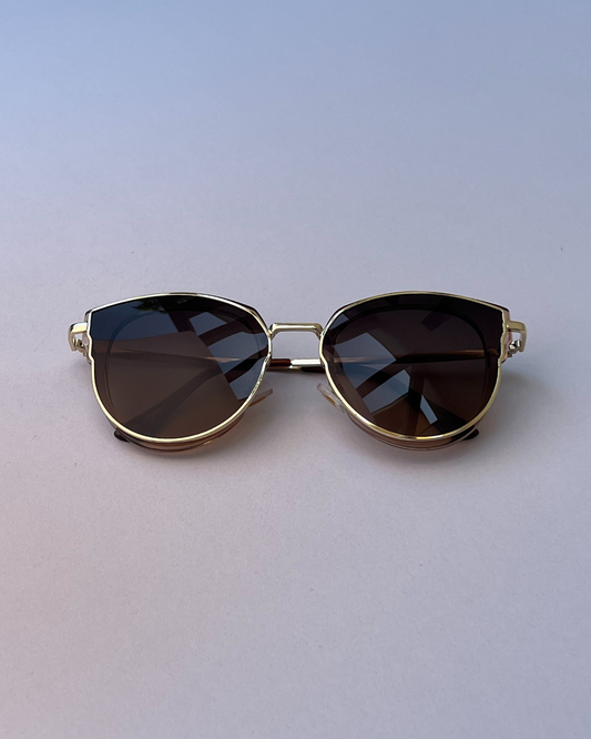 RESTOCK | Cat Eye Sunglasses – Brown Gradient & Gold Frame