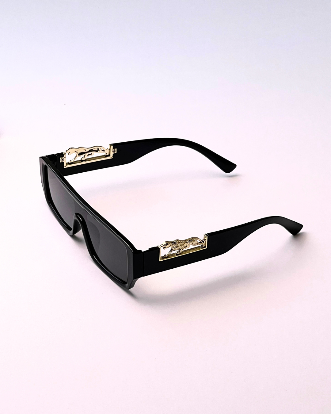 Black Square Sunglasses with Gold Accent – Bold Luxe Style