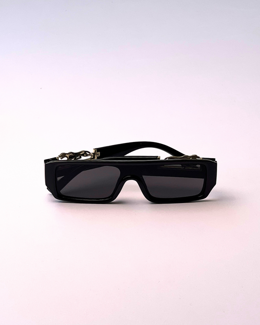 Black Square Sunglasses with Gold Accent – Bold Luxe Style