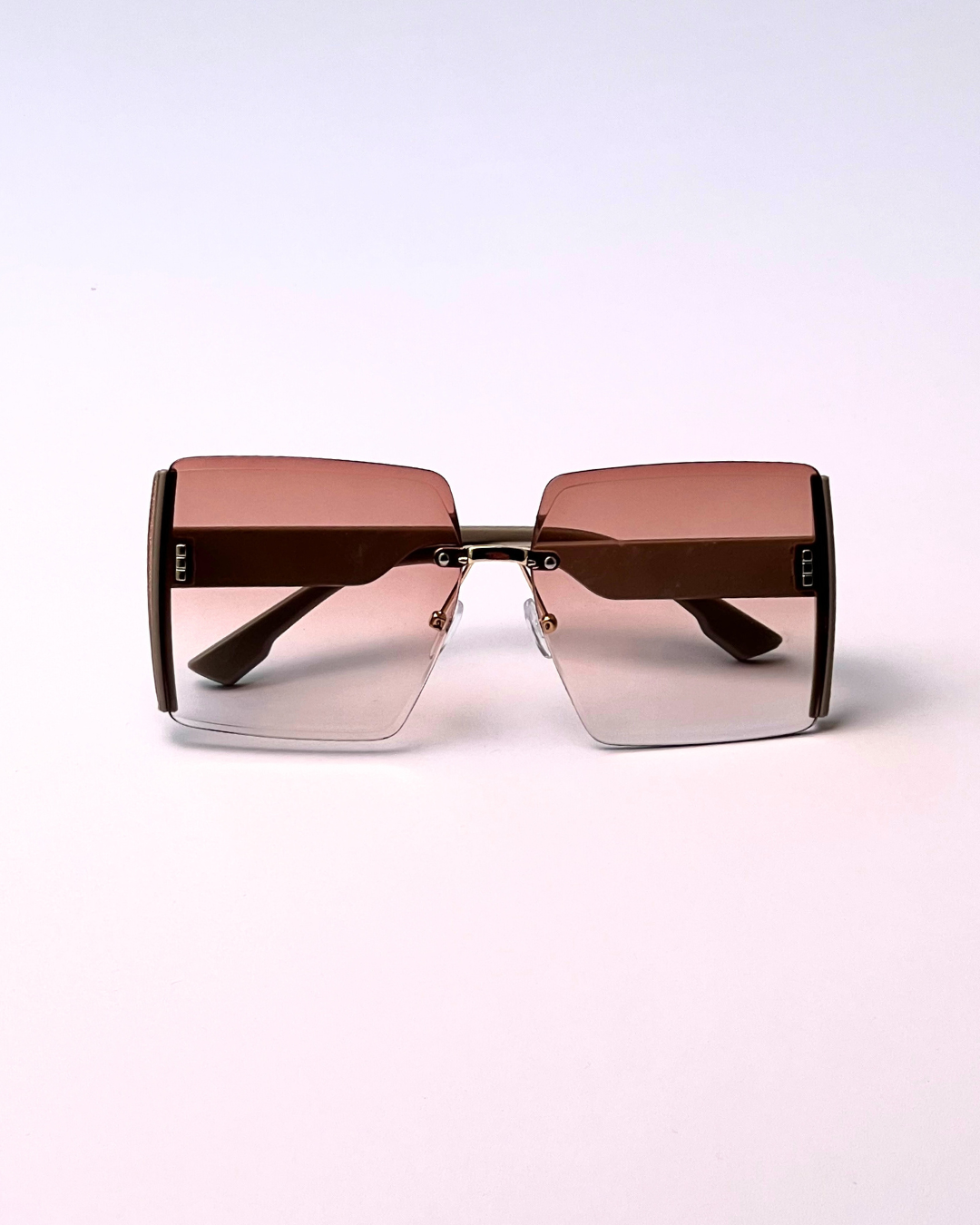 Enacolor Big Square Rimless Sunglasses – Brown Tinted