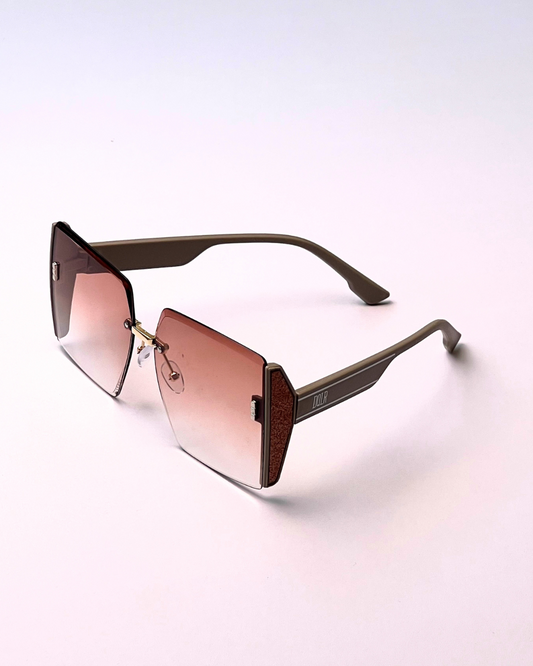 Enacolor Big Square Rimless Sunglasses – Brown Tinted