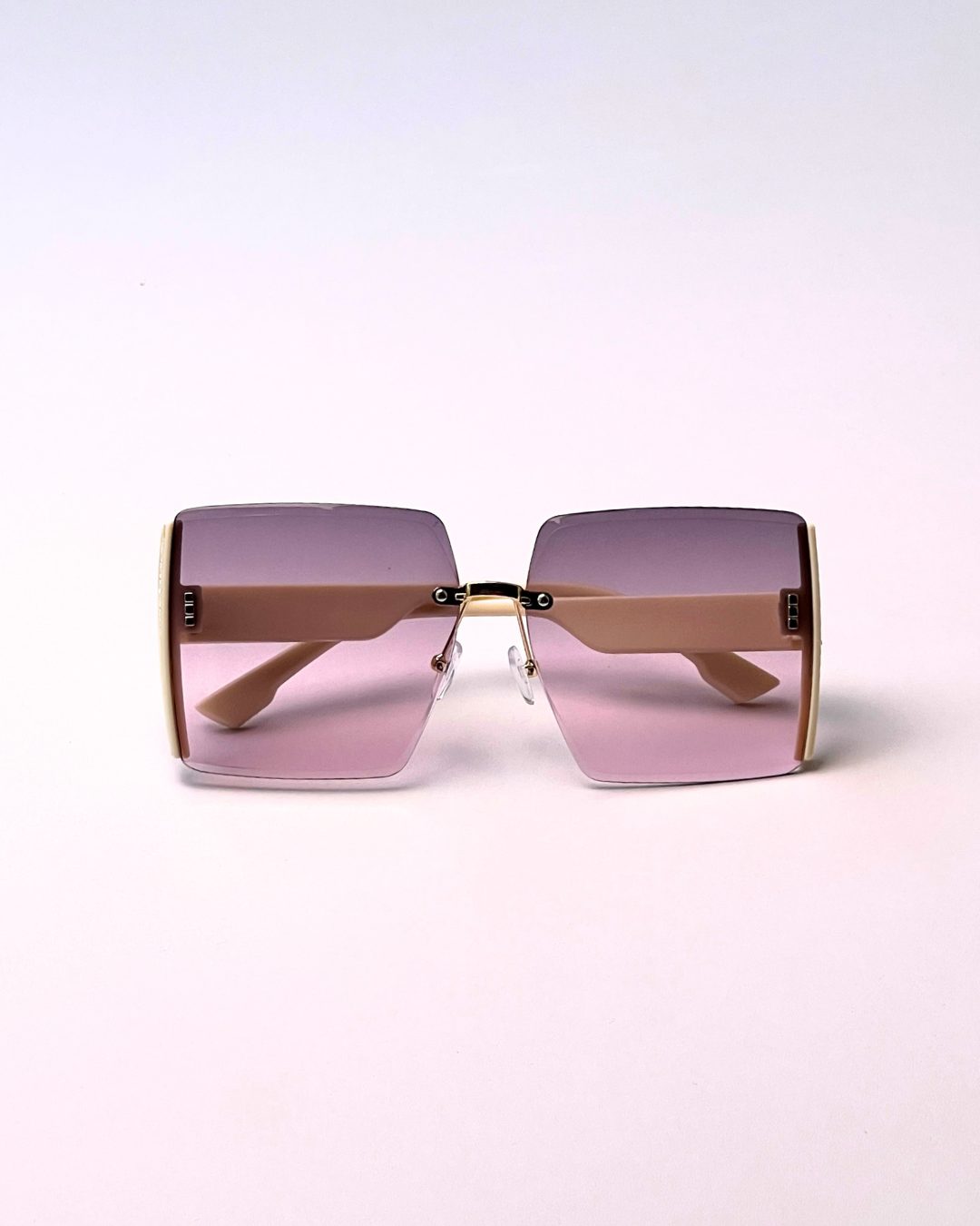 Rimless Square Gradient Sunglasses – Soft Glam Look
