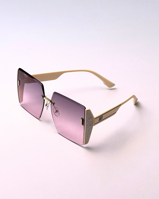 Rimless Square Gradient Sunglasses – Soft Glam Look