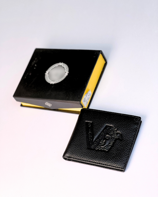 Luxury Embossed Leather Wallet – Black Edition