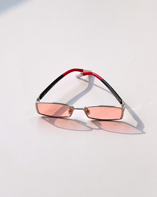 Korean Style Sunglasses – Pink Lens & Silver Frame