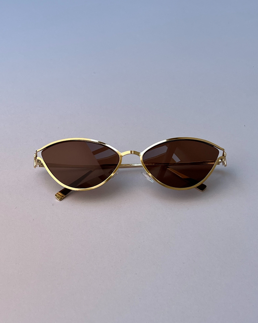 Oval Slivery Frame Sunglasses – Tea Color
