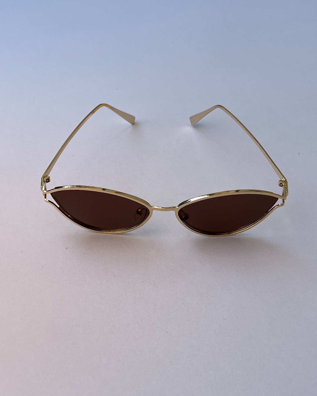 Oval Slivery Frame Sunglasses – Tea Color