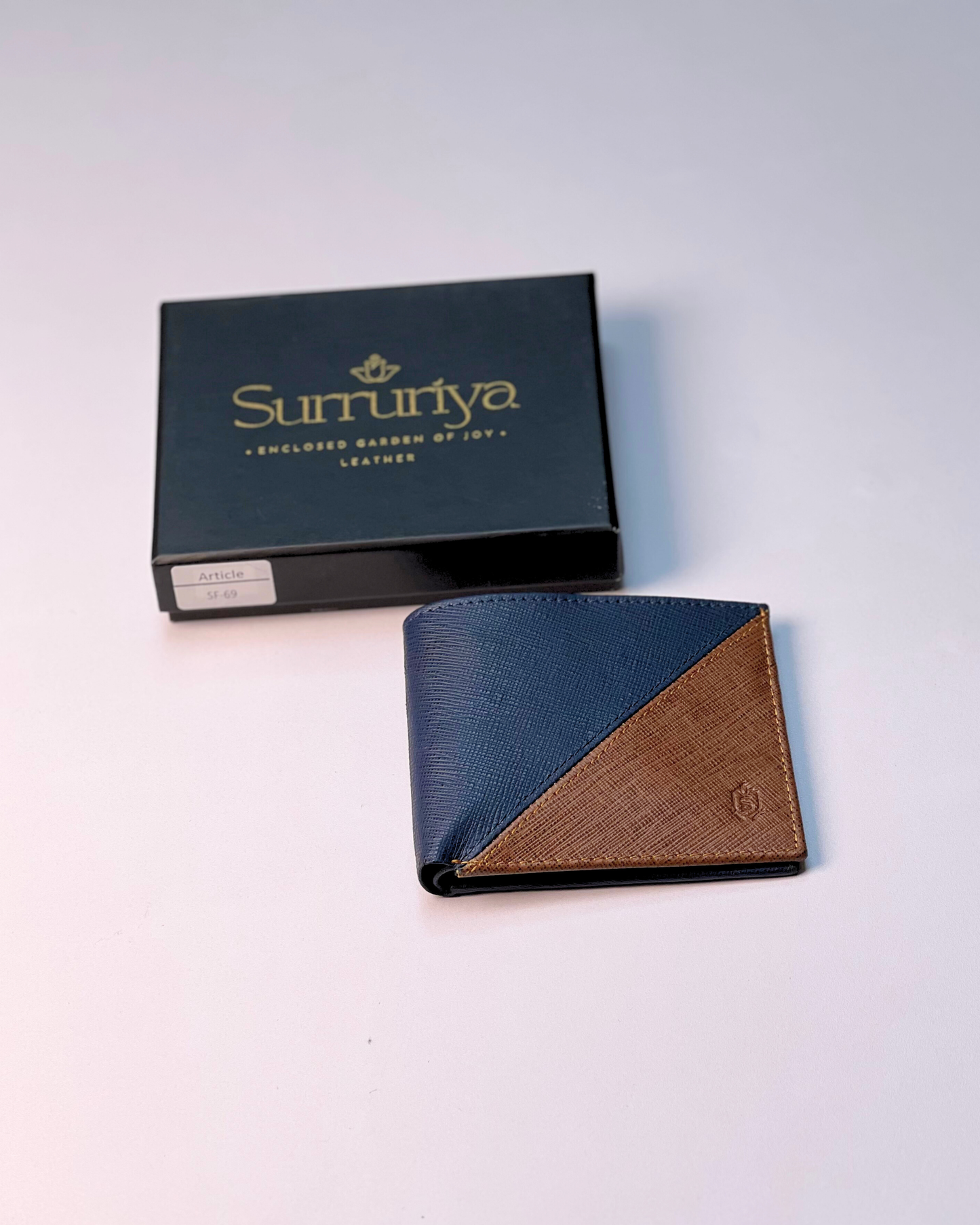Duotone – Premium Blue & Brown Saffiano Wallet