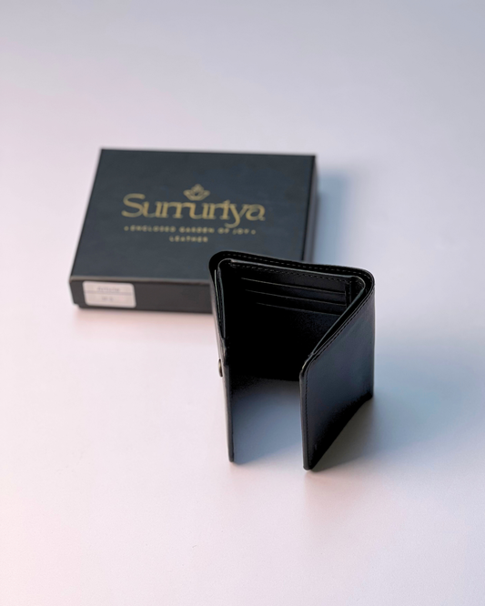 Trifold Premium Plain Leather Wallet – Black