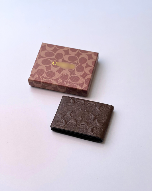 Premium Brown Embossed Dollar Size Wallet | Elegant Leather