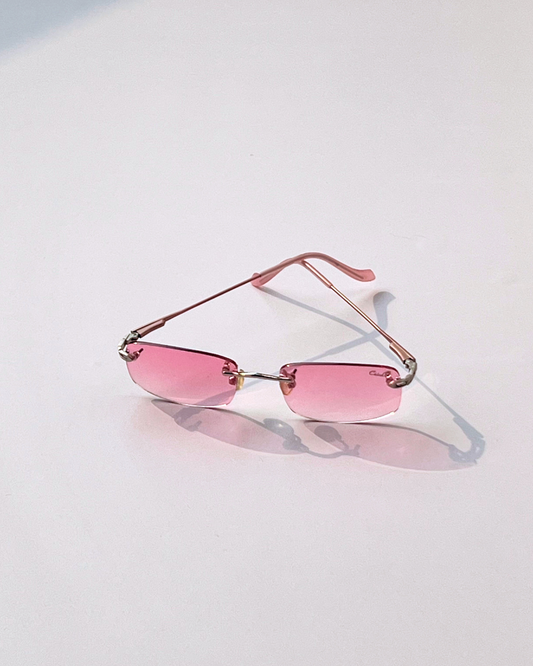 Rimless Sunglasses for Women – Soft Pink Lenses