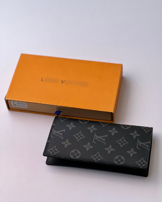 Luxury Black Long Wallet | Classic Pattern Leather