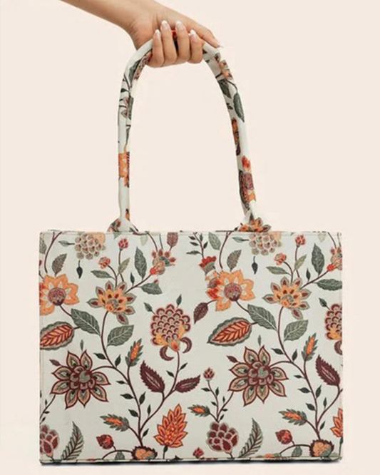 Vintage Bloom Printed Canvas Tote Bag