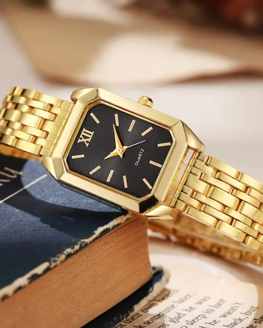 Timeless Charm in Gold Rectangular Women’s Quartz Watch