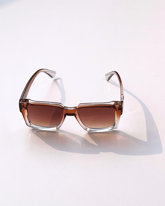 Minimalist Square Sunglasses – Brown Gradient Frame
