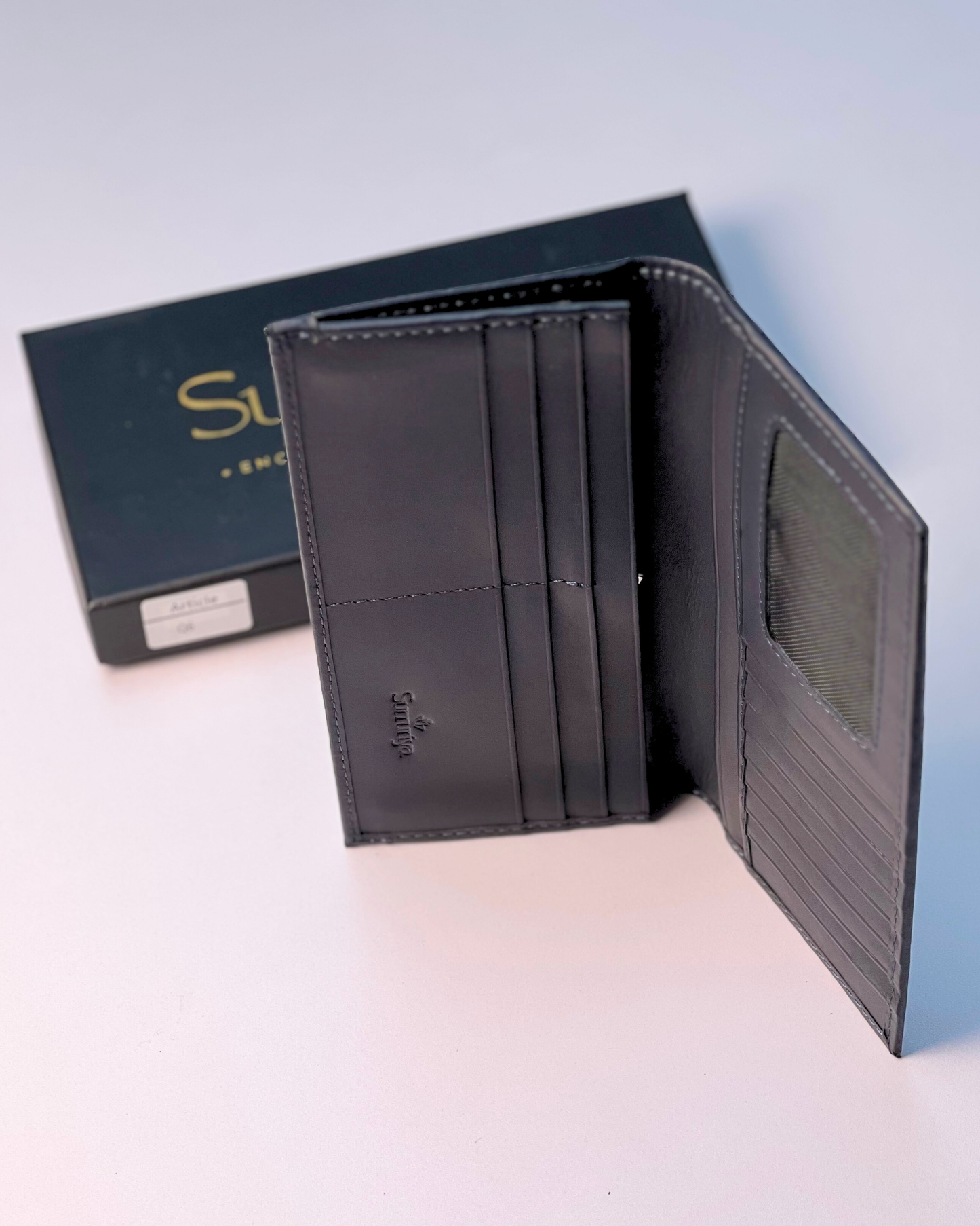 Navy Blue Premium Plain Leather Long Wallet