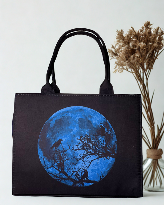 Blue Moon – Premium Faux Leather & Canvas Tote Bag