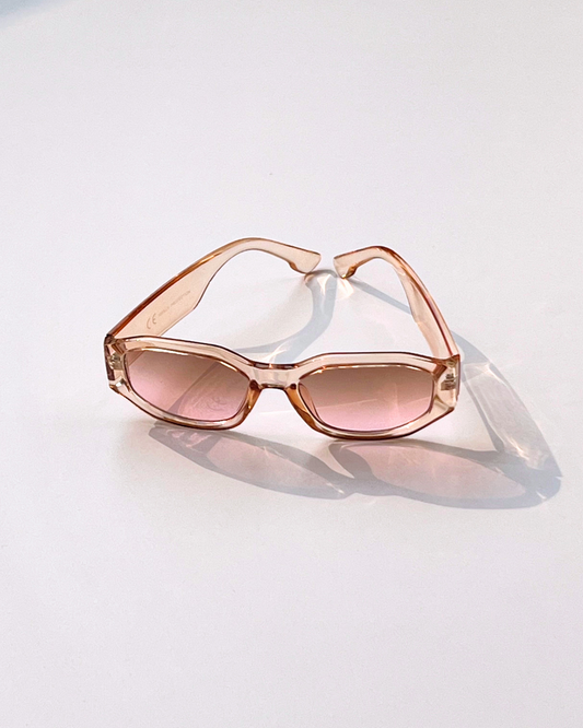 Champagne Frame Sunglasses with light Pink Lenses – Korean Style