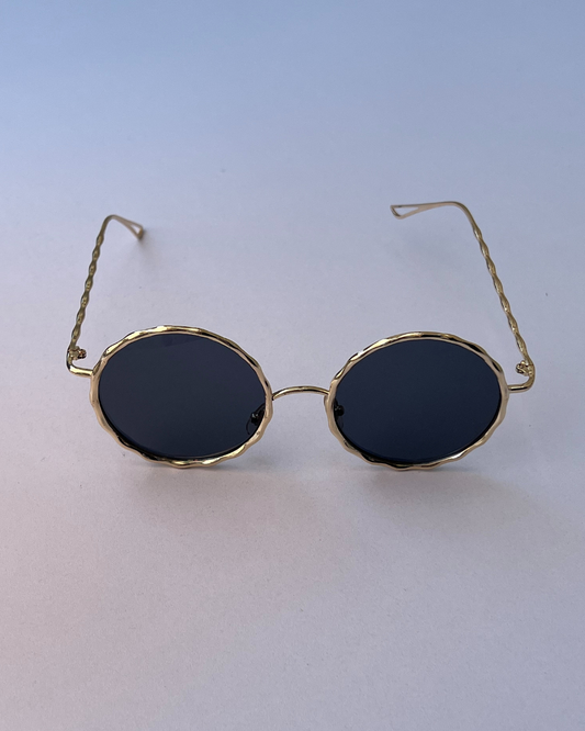 Round Glasses with Golden Twisted Wire Frame