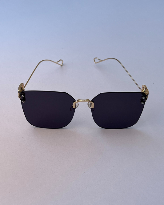 Rimless Square Sunglasses – Gold & Black