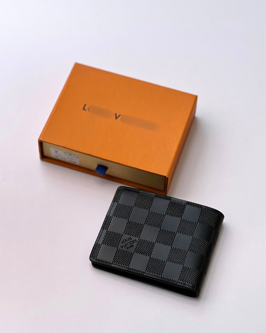 Premium Black Checkered Dollar Size Wallet | Classic Luxury Look