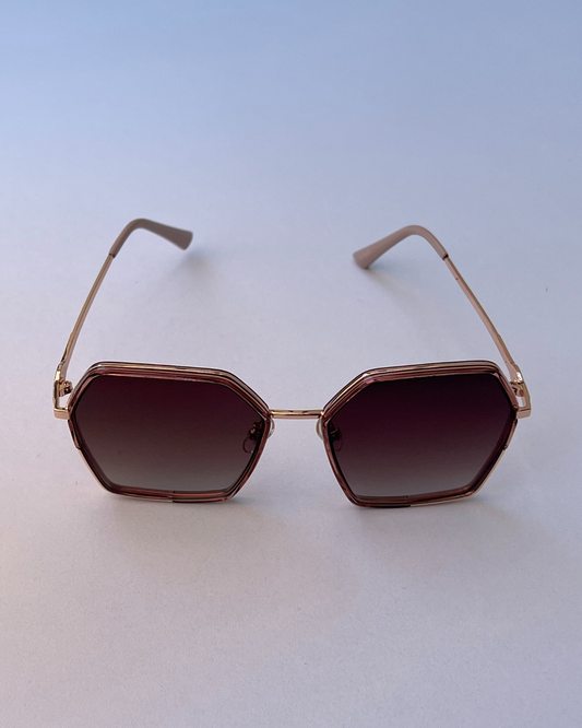 Geometric Rose-Tinted Sunglasses – Stylish Angular Frame