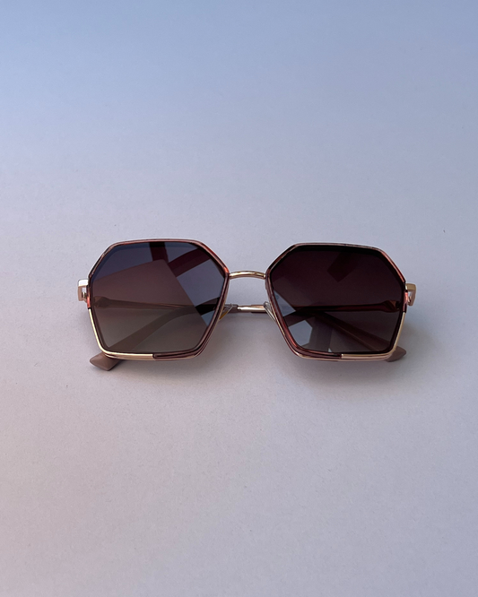 Geometric Rose-Tinted Sunglasses – Stylish Angular Frame