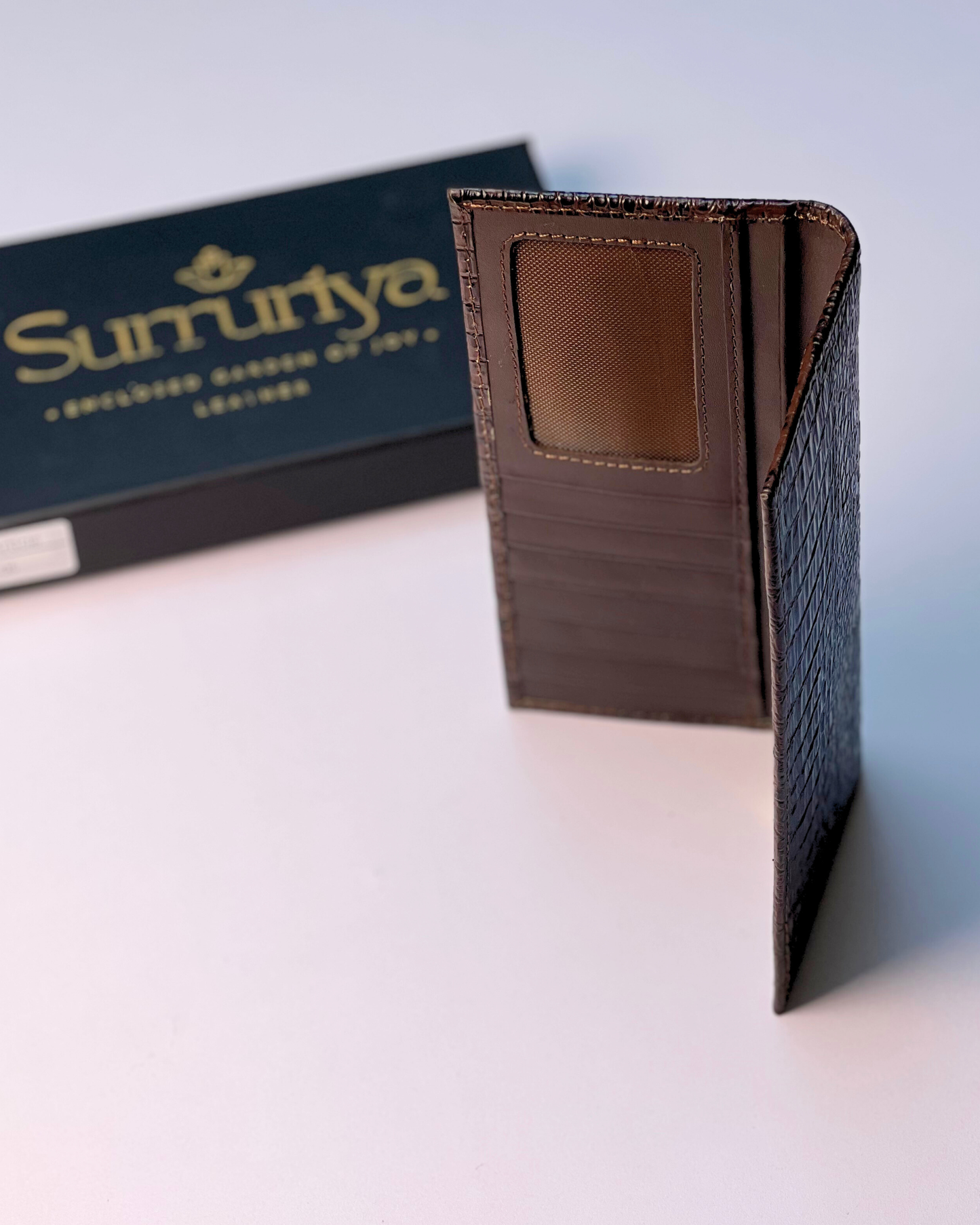 Brown Premium Crocodile Texture Leather Long Wallet