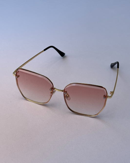 Rose Gold Square Frame Sunglasses for Women