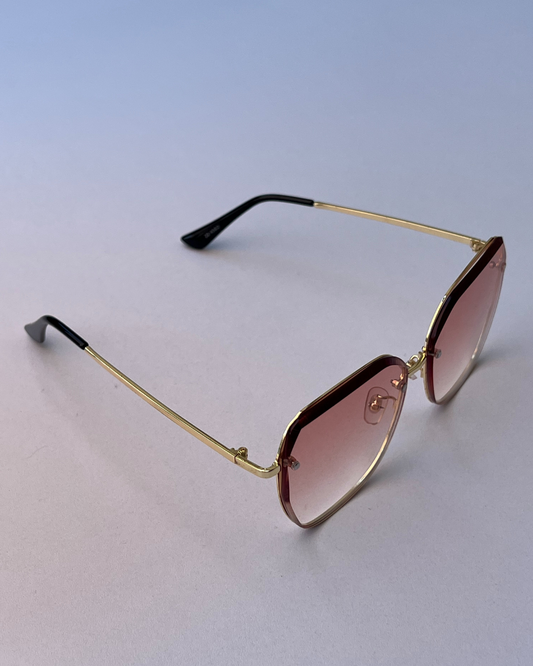 Rose Gold Square Frame Sunglasses for Women