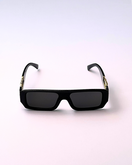 Black Square Sunglasses with Gold Accent – Bold Luxe Style