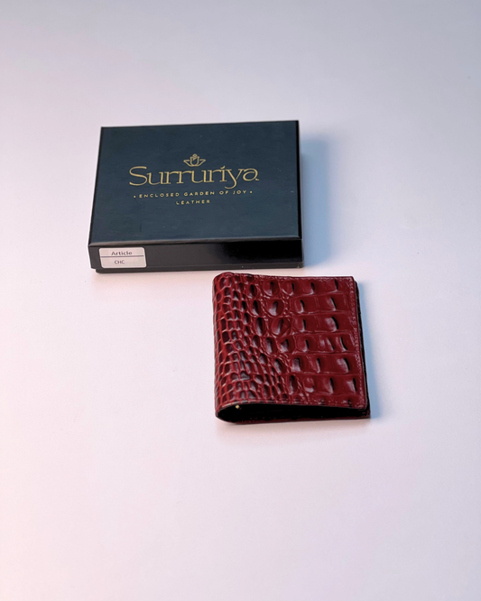 Red Crocodile Texture Premium Buffalo Leather Wallet