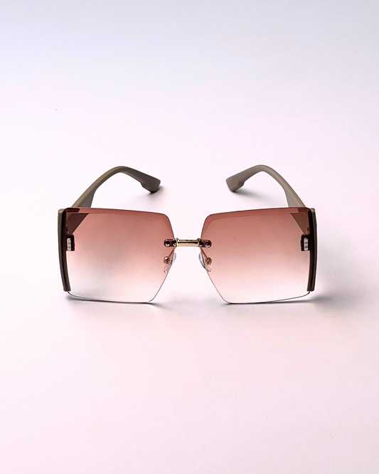 Enacolor Big Square Rimless Sunglasses – Brown Tinted