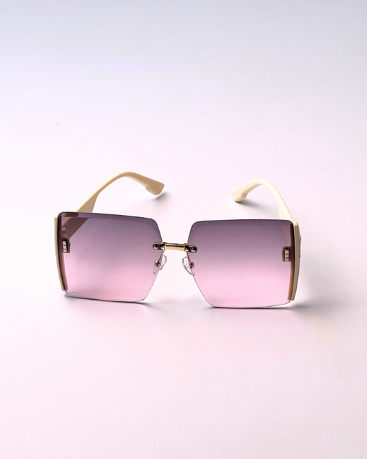Rimless Square Gradient Sunglasses – Soft Glam Look