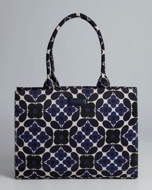 Blue & White Printed Canvas Bag | Everyday Tote for Women